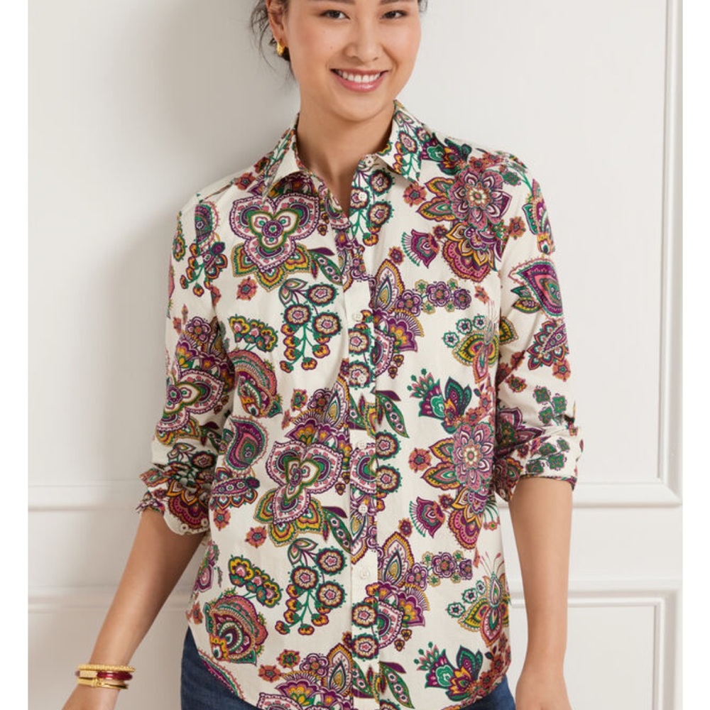 Talbots Vibrant Paisley Button Down Shirt